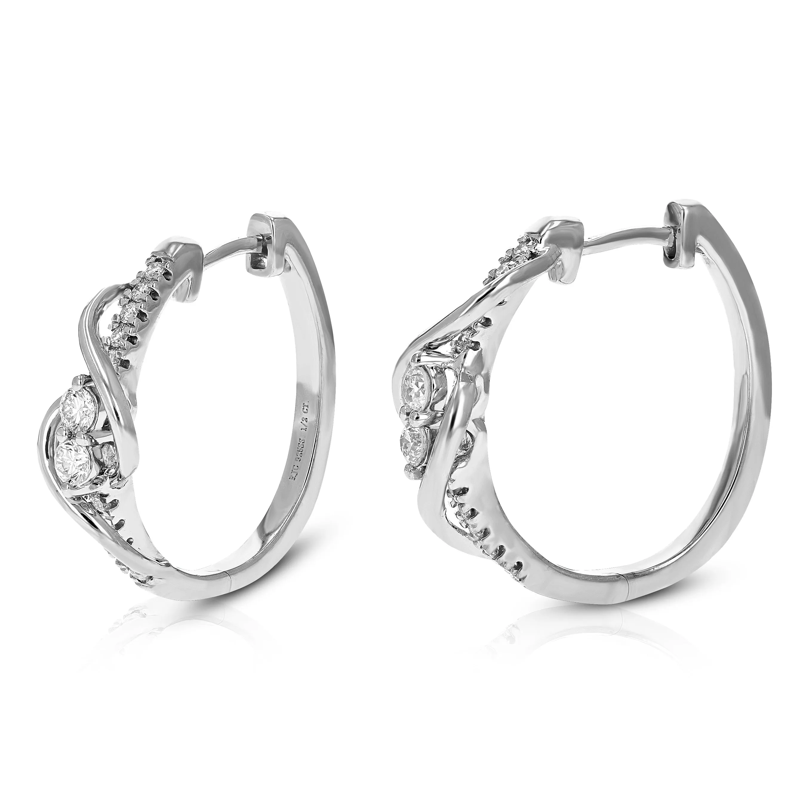 1/2 cttw Lab Grown Diamond in Hoop Earring in Sterling Silver