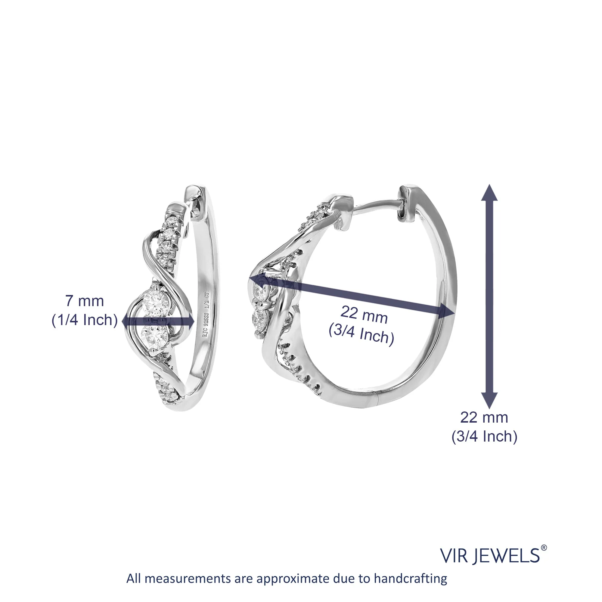 1/2 cttw Lab Grown Diamond in Hoop Earring in Sterling Silver