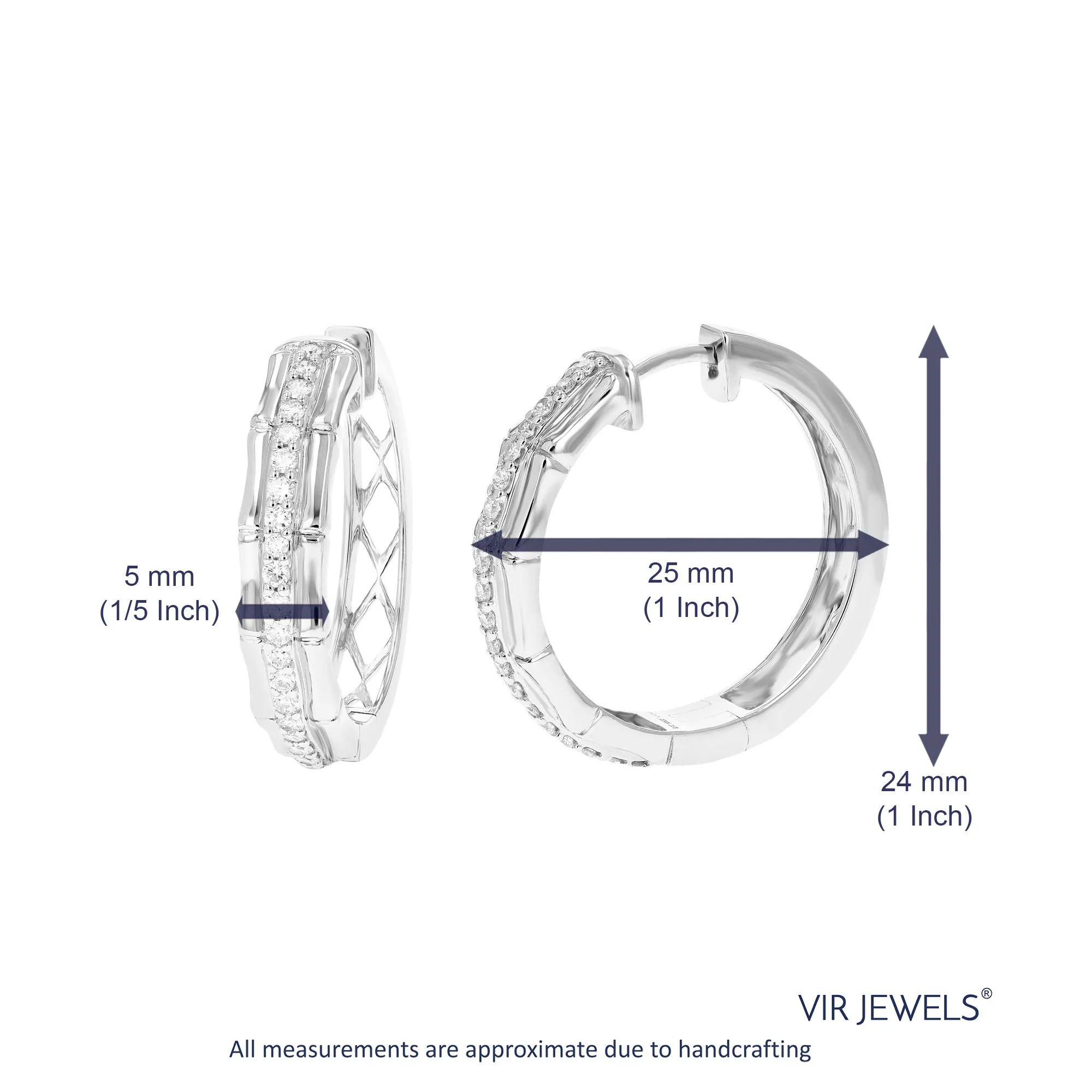 1/2 cttw Round Lab Grown Diamond Hoop Earrings .925 Sterling Silver Prong Set 1 Inch