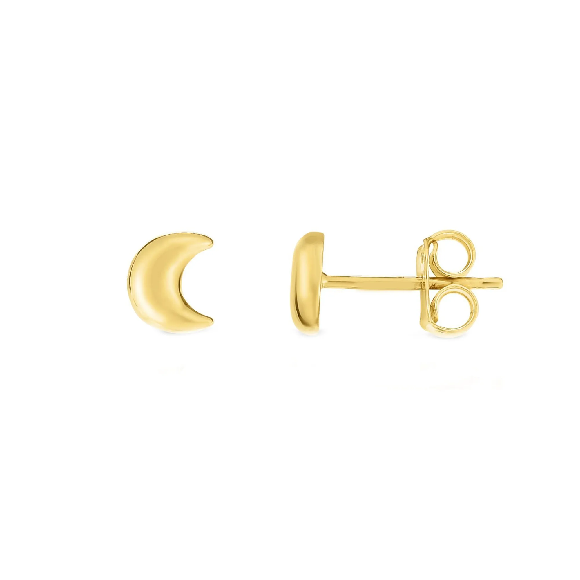14k Yellow Gold Half Moon Stud Earrings