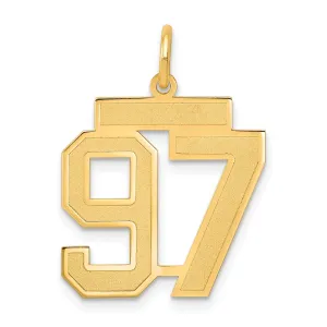 14k Yellow Gold Satin Brush Finish Medium Size Number 97 Charm Pendant 14k Yellow Gold Satin Brush Finish Medium Size Number 97 Charm Pendant