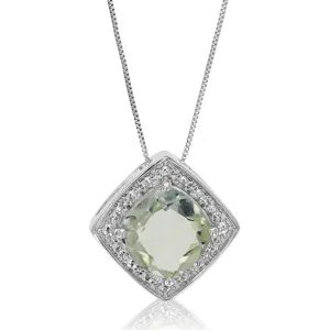 1.50 cttw Pendant Necklace, Green Amethyst Pendant Necklace for Women in .925 Sterling Silver with 18 Inch Chain, Prong Setting 1.50 cttw Pendant Necklace, Green Amethyst Pendant Necklace for Women in .925 Sterling Silver with 18 Inch Chain, Prong Setting