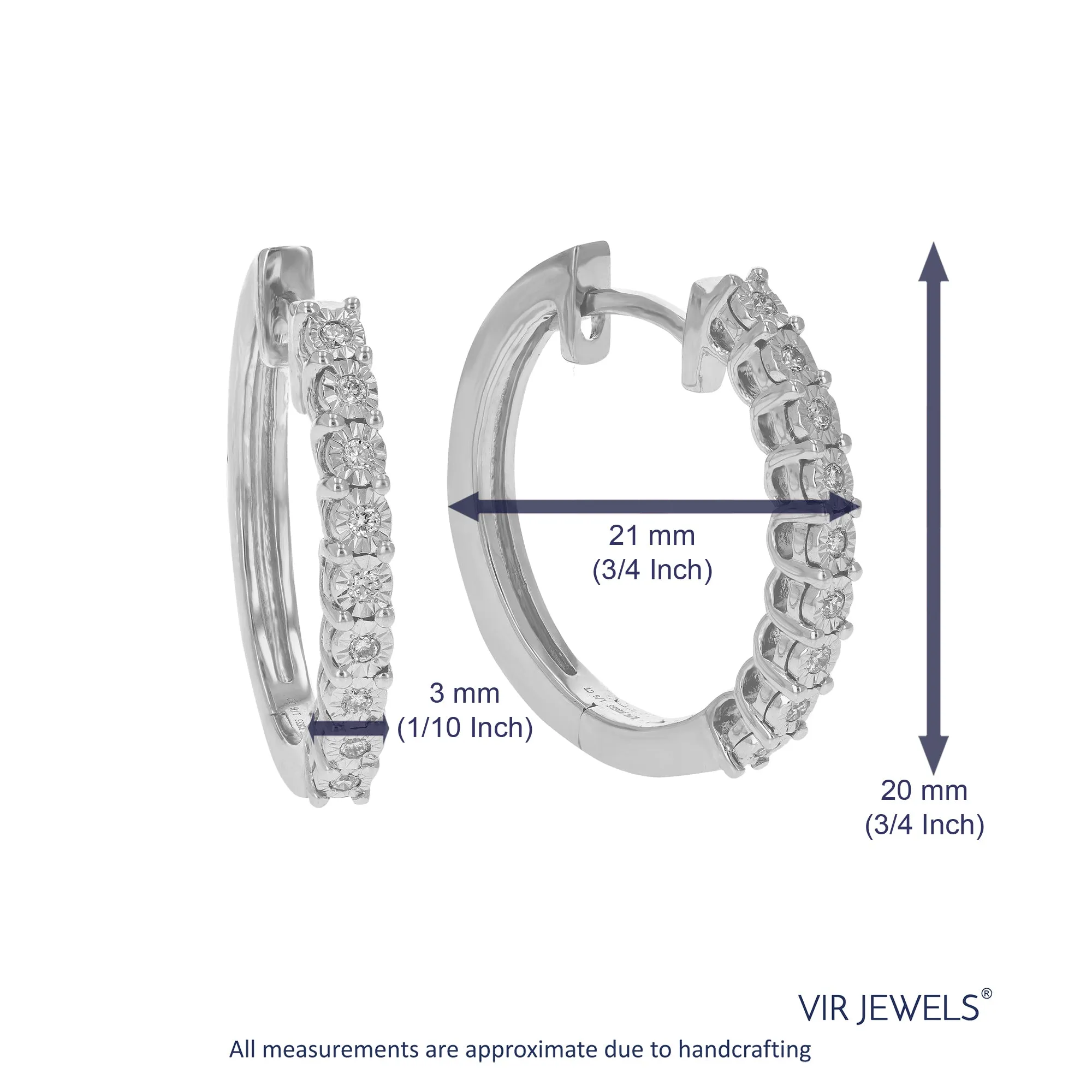 1/6 cttw Round Lab Grown Diamond Hoop Earrings in .925 Sterling Silver Prong Set