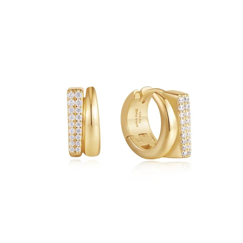 Ania Haie Gold Pavé Double Huggie Hoop Earrings E051-04G