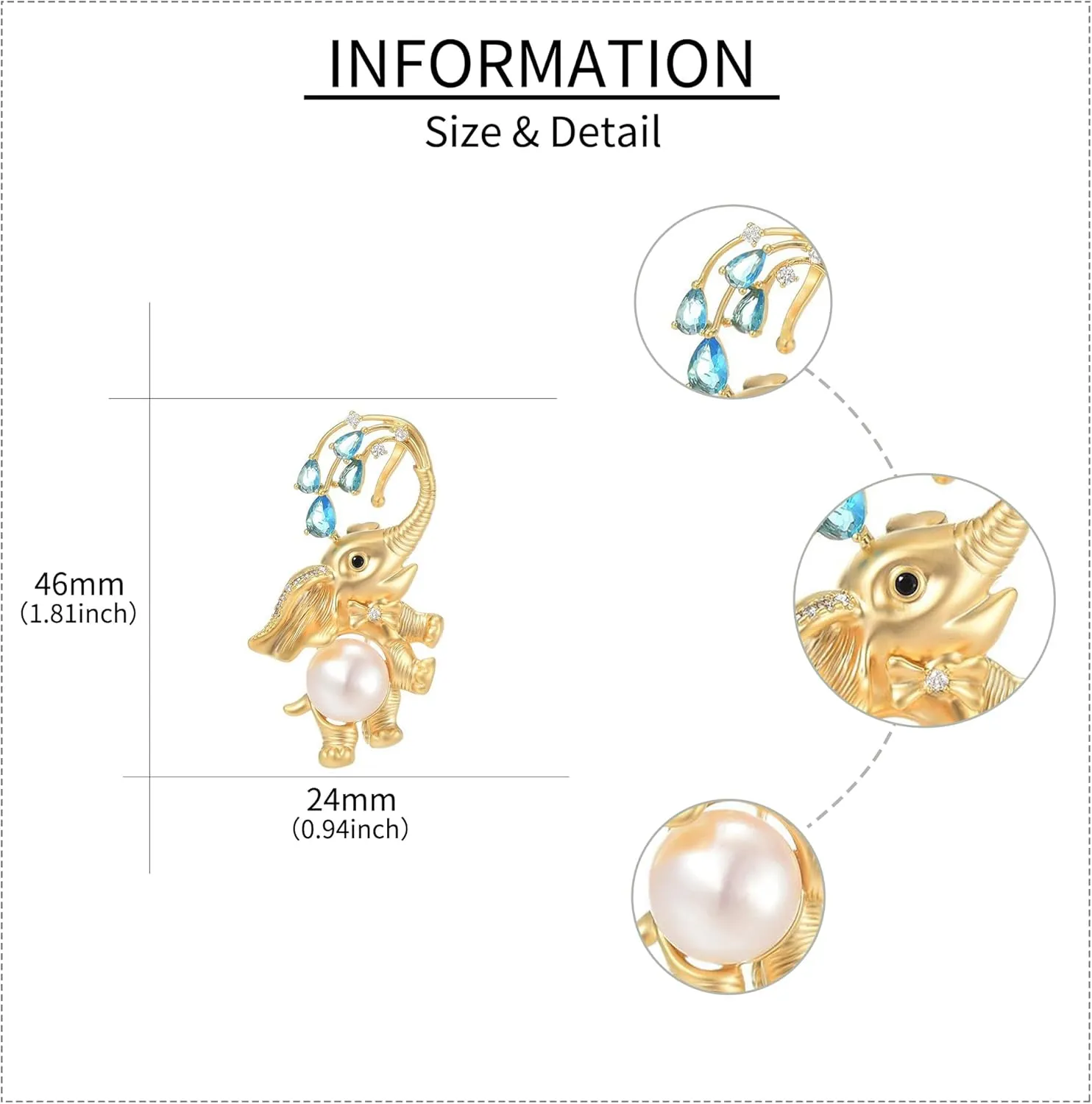 Animal Brooches for Women Gold-Plated Panda/Bee/Snake/Elephant Pearl Brooch Lapel Pin Rhinestone Animals Brooch Jewelry for Mom Wife