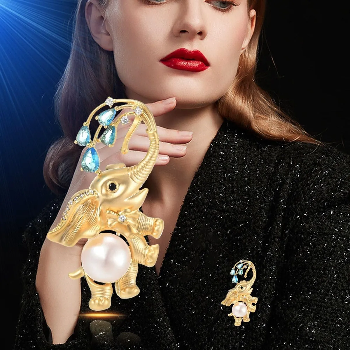 Animal Brooches for Women Gold-Plated Panda/Bee/Snake/Elephant Pearl Brooch Lapel Pin Rhinestone Animals Brooch Jewelry for Mom Wife