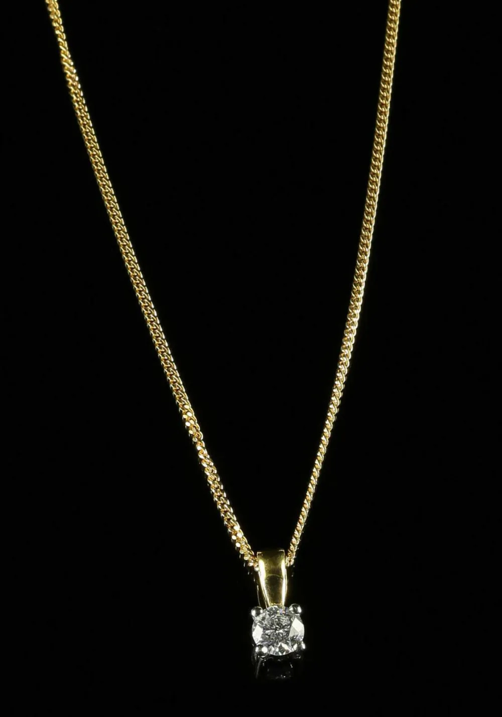 Antique Diamond Pendant & Chain - 0.7Ct Diamond On 18Ct Yellow Gold Chain