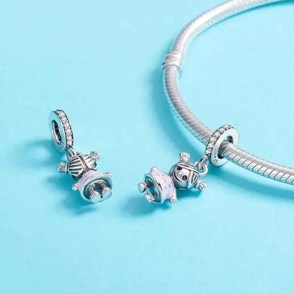 Boy OR Girl Dangle 925 Sterling Silver Charm Beads for Fashion Charms Bracelet & Necklace