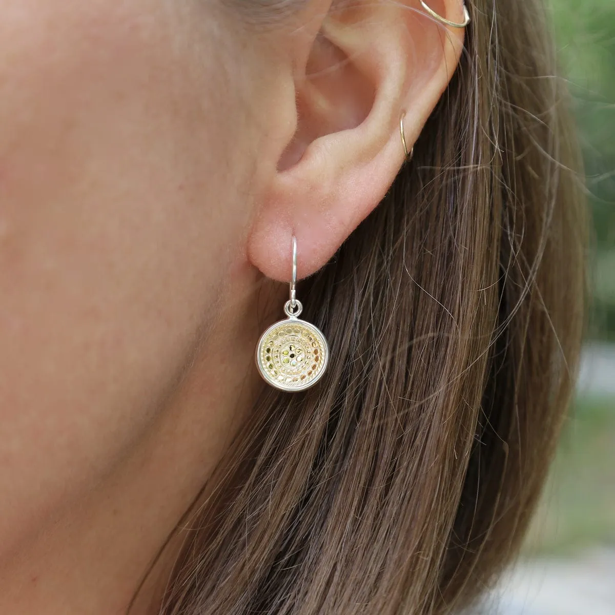 Classic Dish Drop Earrings - Gold & Silver