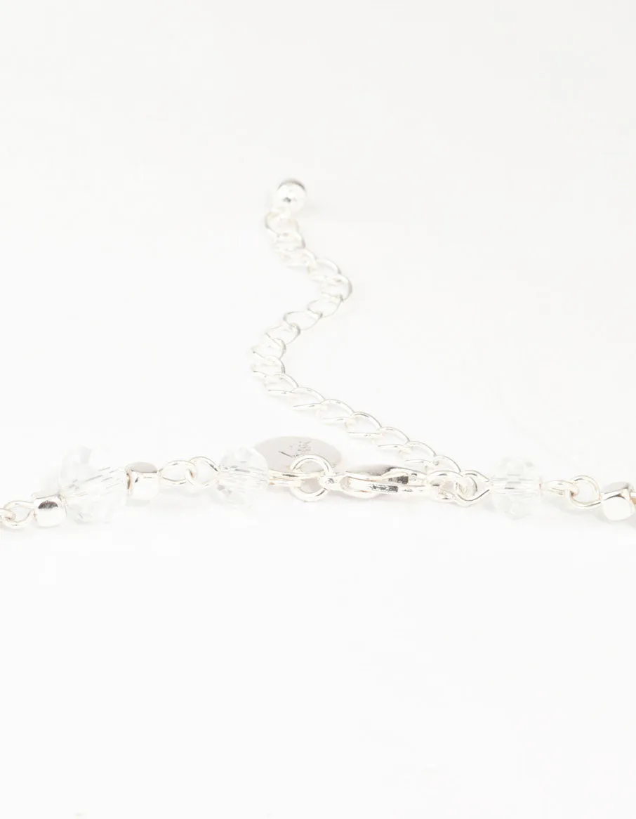 Crater Hoop & Pearl Silver Necklace