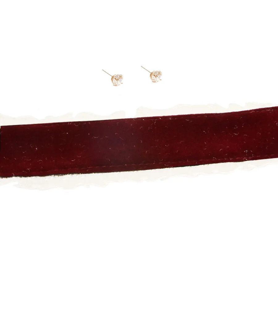 Dozen Burgundy Velvet with Lace Chokers