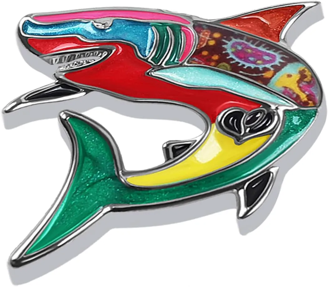 Enamel Zinc Alloy Cute Ocean Animal Shark Brooch Pins for Women Girls Sea Life Brooches Scarf Jewelry for Beach Party Birthday Christmas Gifts Charms