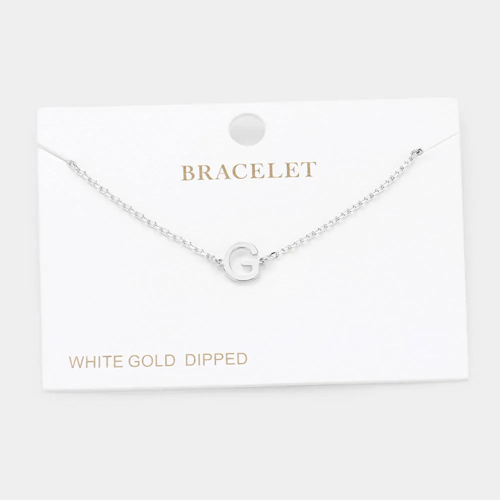 iLLASPARKZ -G- White Gold Dipped Metal Monogram Charm Bracelet