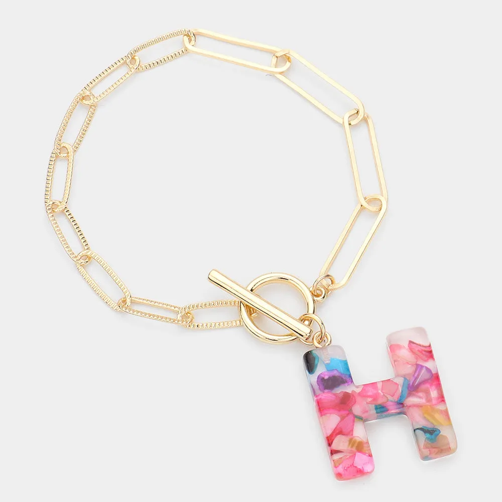 iLLASPARKZ -H- Colorful Monogram Charm Bracelet