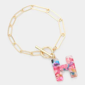 iLLASPARKZ -H- Colorful Monogram Charm Bracelet