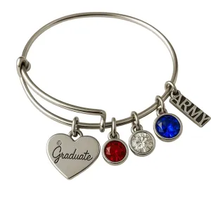 Infinity Collection -Handmade Army Graduation Charm Bracelet, Bangles Bracelets for Women, Customizable Military Graduation Jewelry - Ideal Gift for Proud Military Women and Graduating Girls