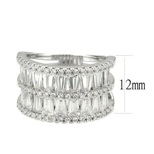 Jewellery Kingdom Cocktail Statement Cubic Zirconia Big Rhodium Ladies Ring Band (Silver)