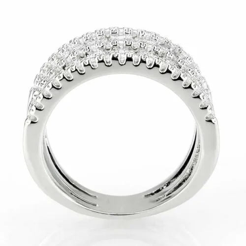 Jewellery Kingdom Cocktail Statement Cubic Zirconia Big Rhodium Ladies Ring Band (Silver)