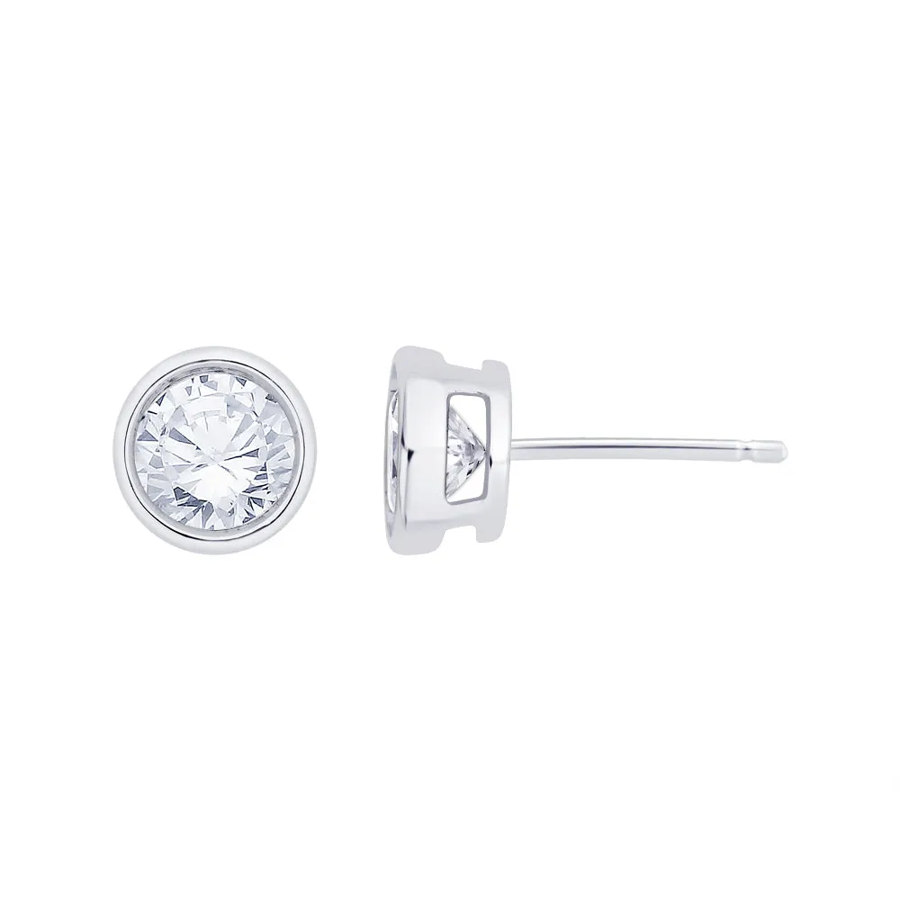 KATARINA 3/4 cttw Bezel Set Diamond Stud Earrings
