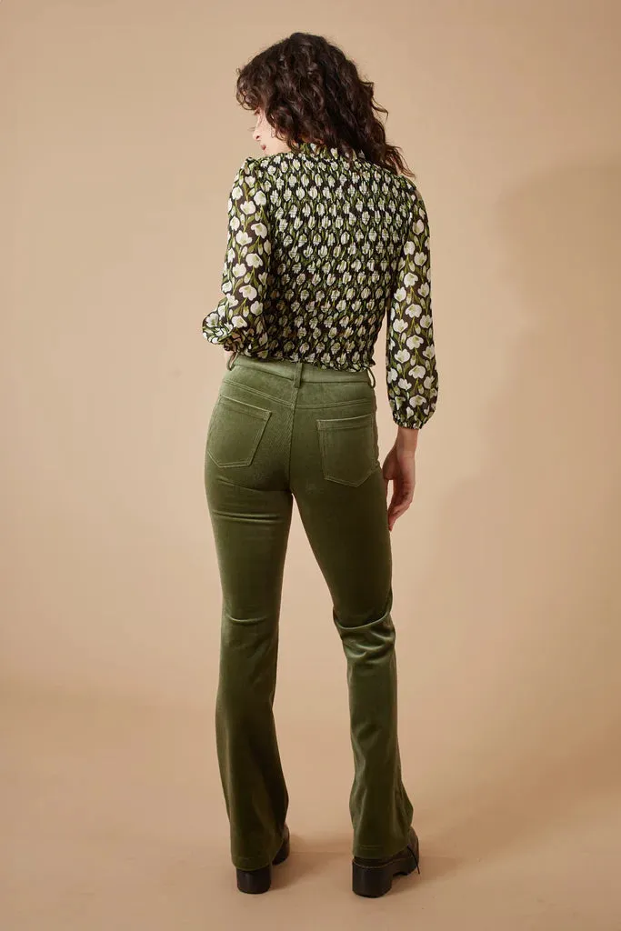 Kick Flare Trousers - Green