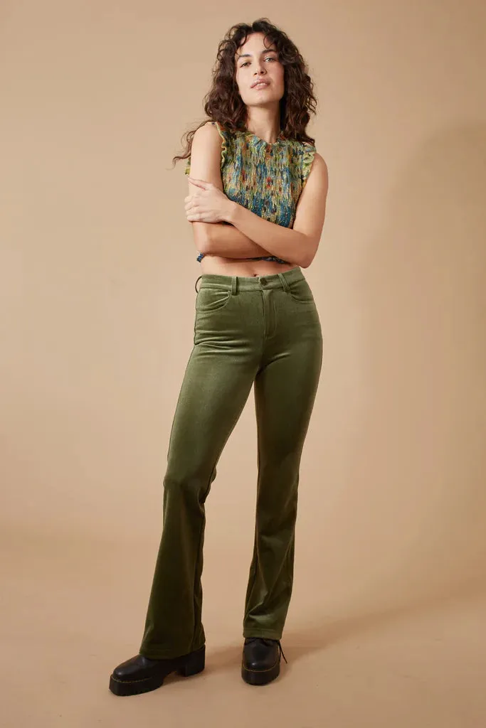 Kick Flare Trousers - Green