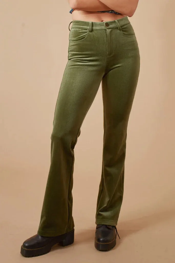 Kick Flare Trousers - Green