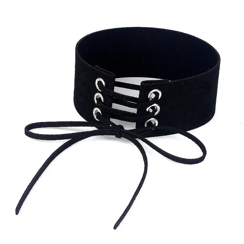 Lace-Up Velvet Choker