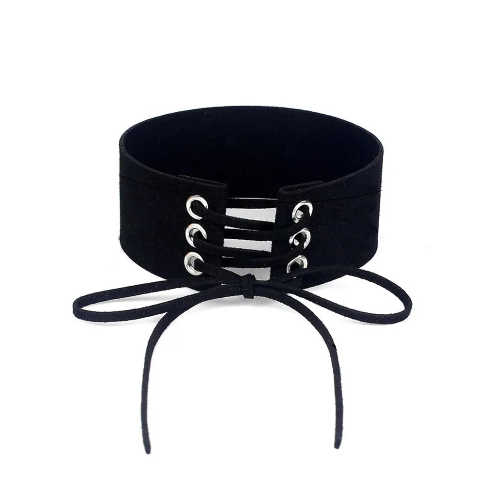 Lace-Up Velvet Choker