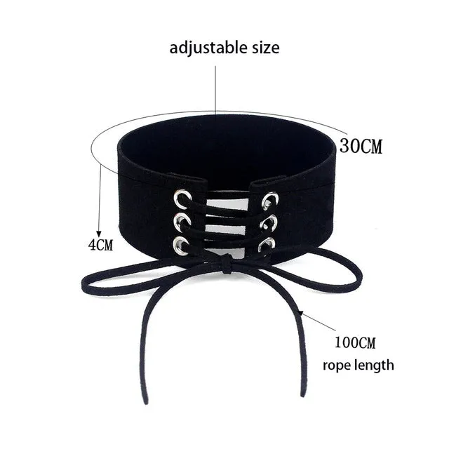 Lace-Up Velvet Choker