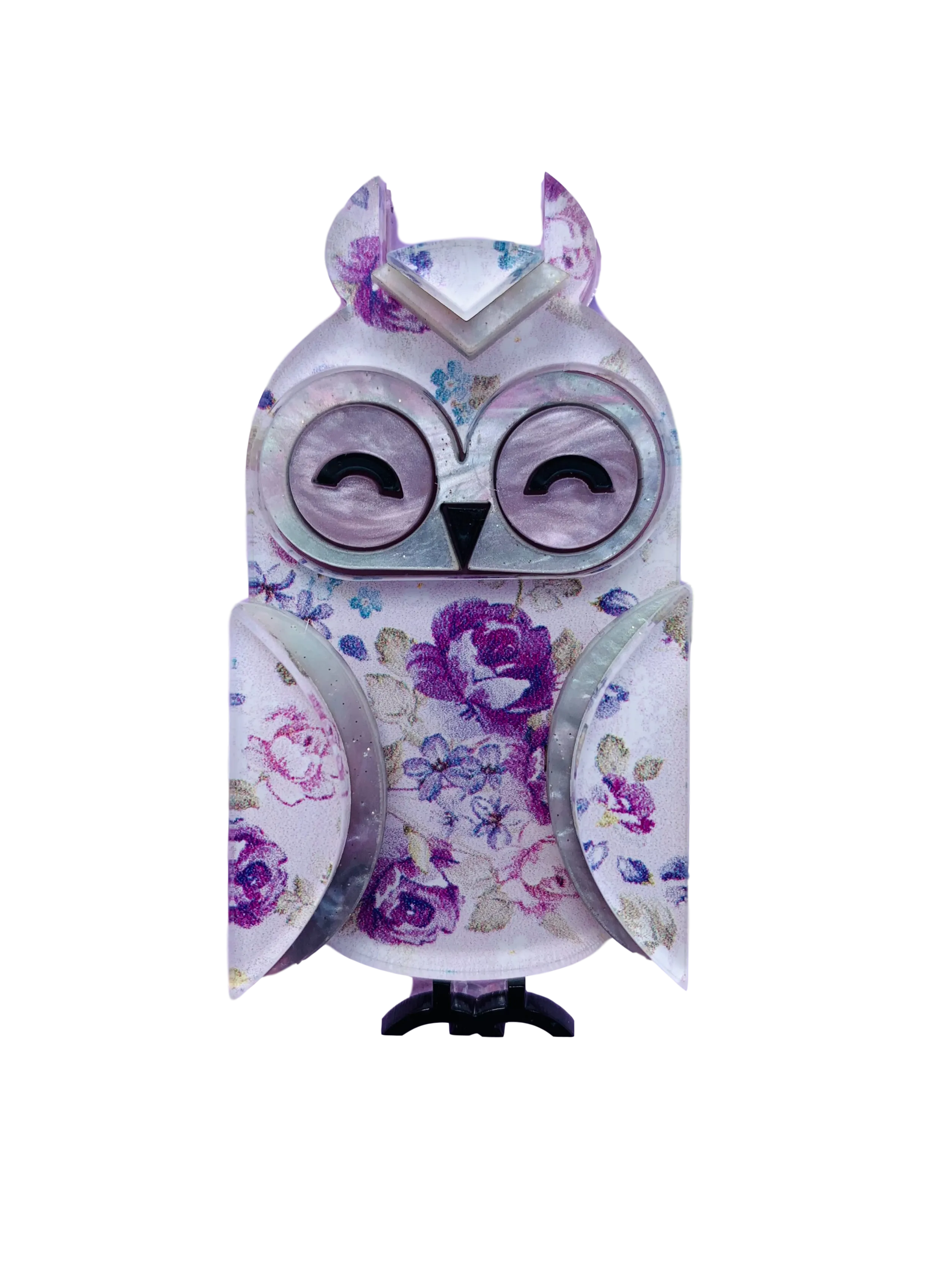Lavender the long eared owl  - Brooch (slimline) - Set of 4