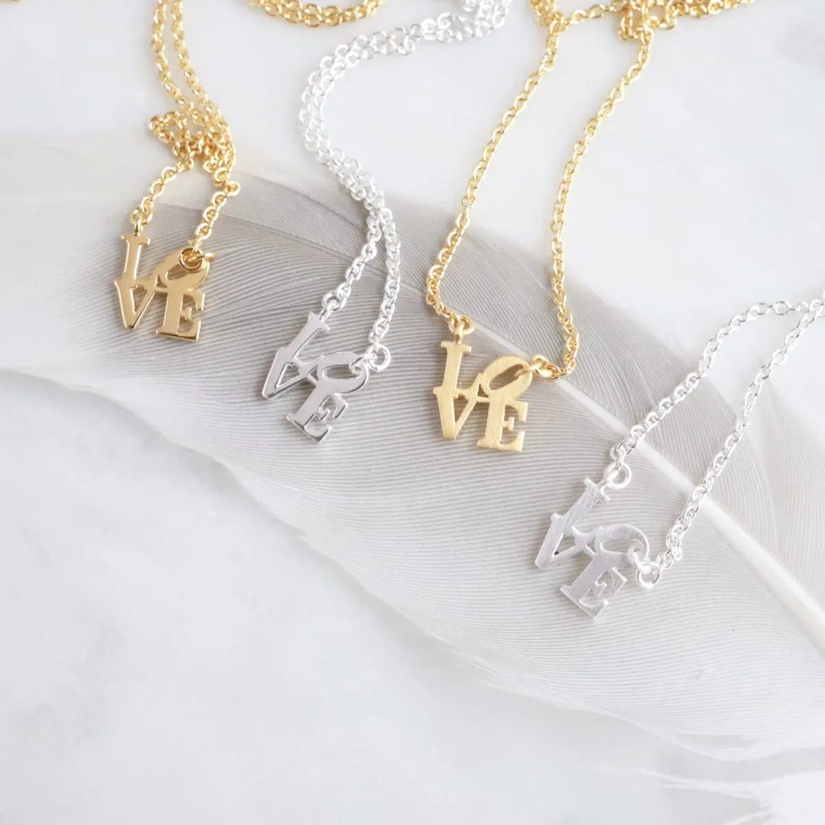 Matte Gold Vermeil Extra Petite LOVE Necklace