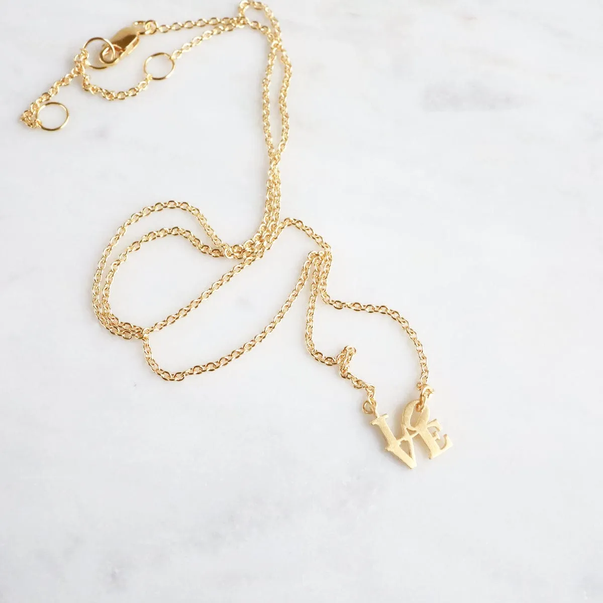 Matte Gold Vermeil Extra Petite LOVE Necklace