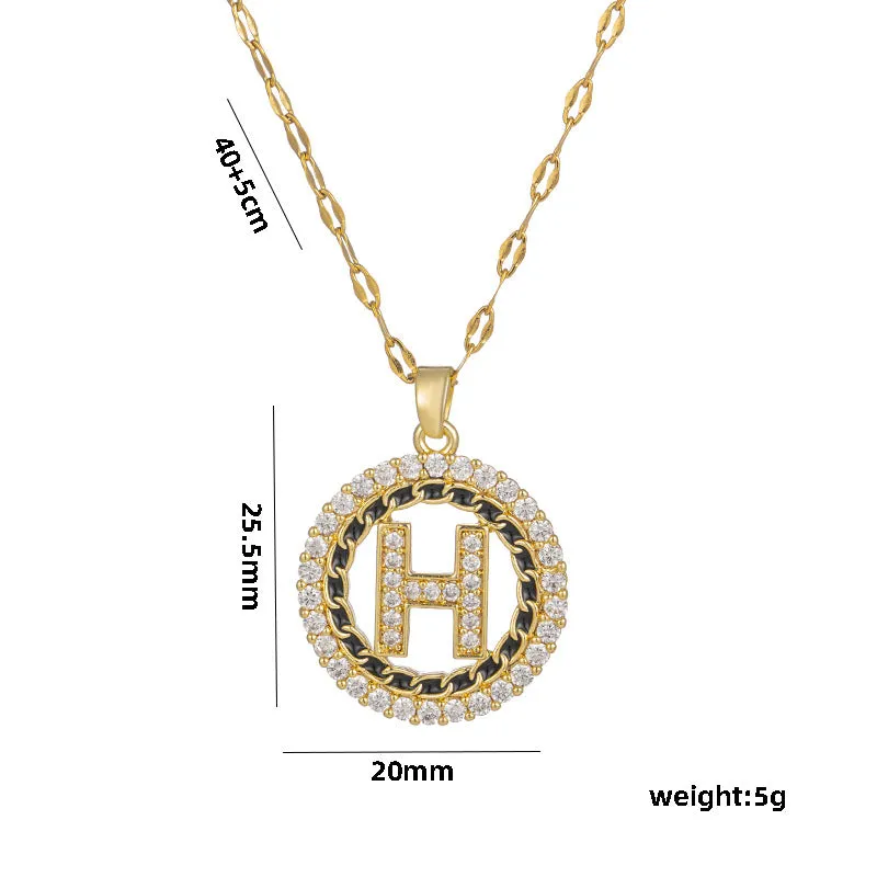 Moderate Luxury Letter Titanium Steel 18K Gold Plated Necklaces