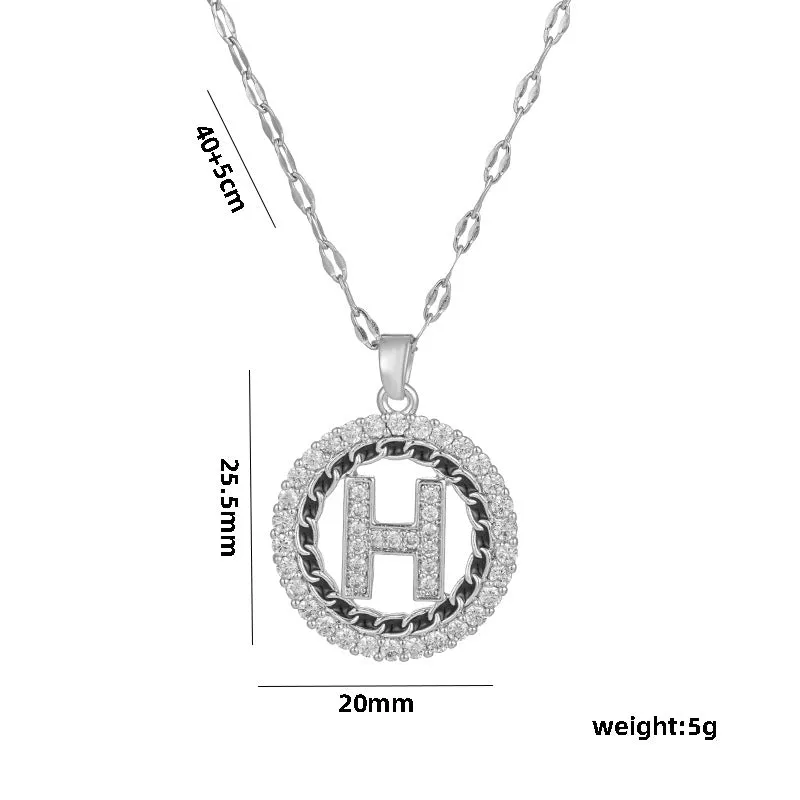 Moderate Luxury Letter Titanium Steel 18K Gold Plated Necklaces
