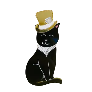 Mr Catsby black kitty brooch