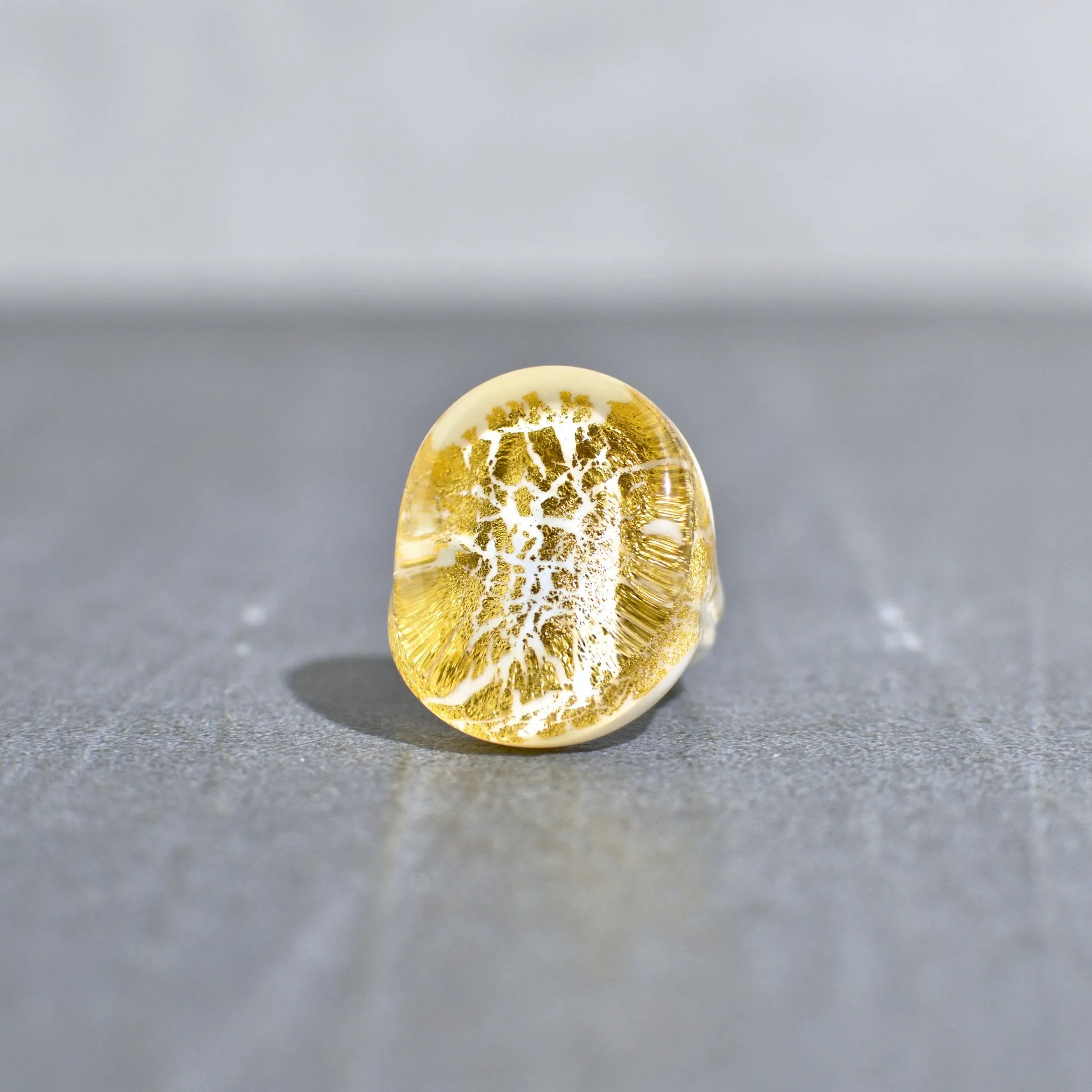 Murano Glass Ovale Large Statement Rings, 24 karat gold