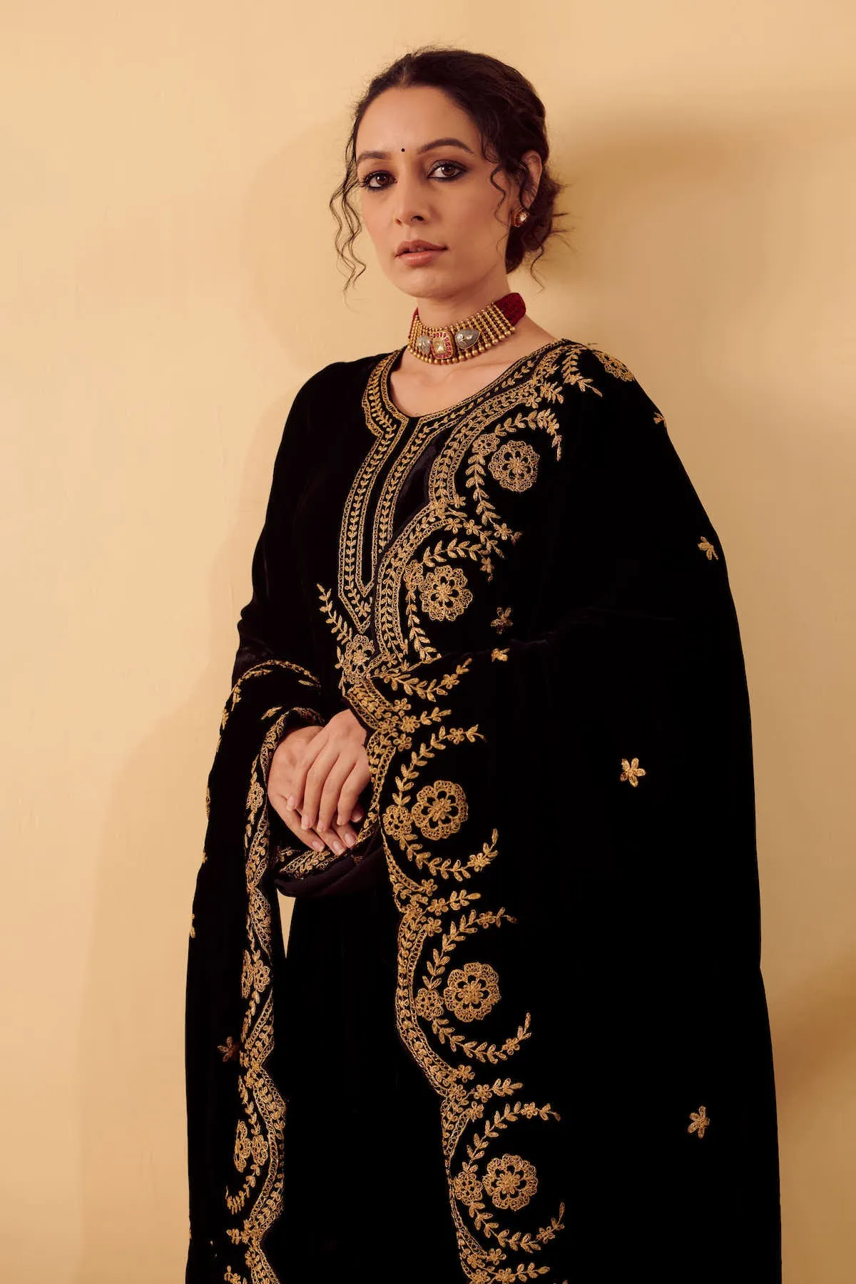 Naveli Black Zari Embroidered Anarkali Set