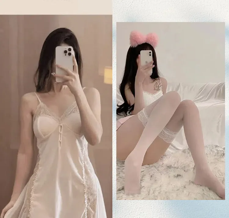 New Plus Size Velvet Lurex Same Style Nightdress Sequin Pearl Strap Sexy Sheer Robe Pajama Set