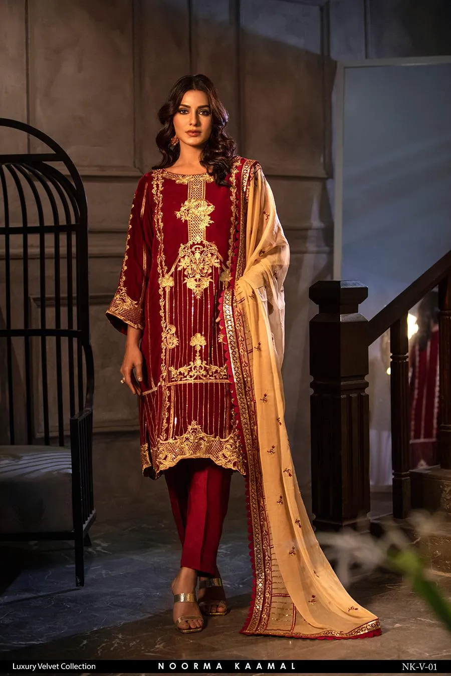 NOORMA KAMAL 3PC VELVET DRESS 01