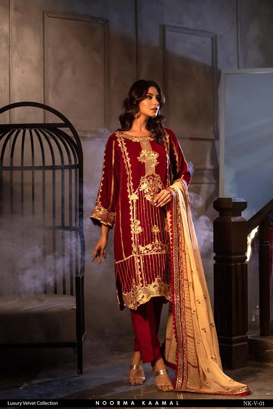 NOORMA KAMAL 3PC VELVET DRESS 01
