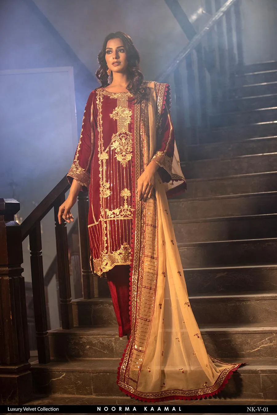 NOORMA KAMAL 3PC VELVET DRESS 01