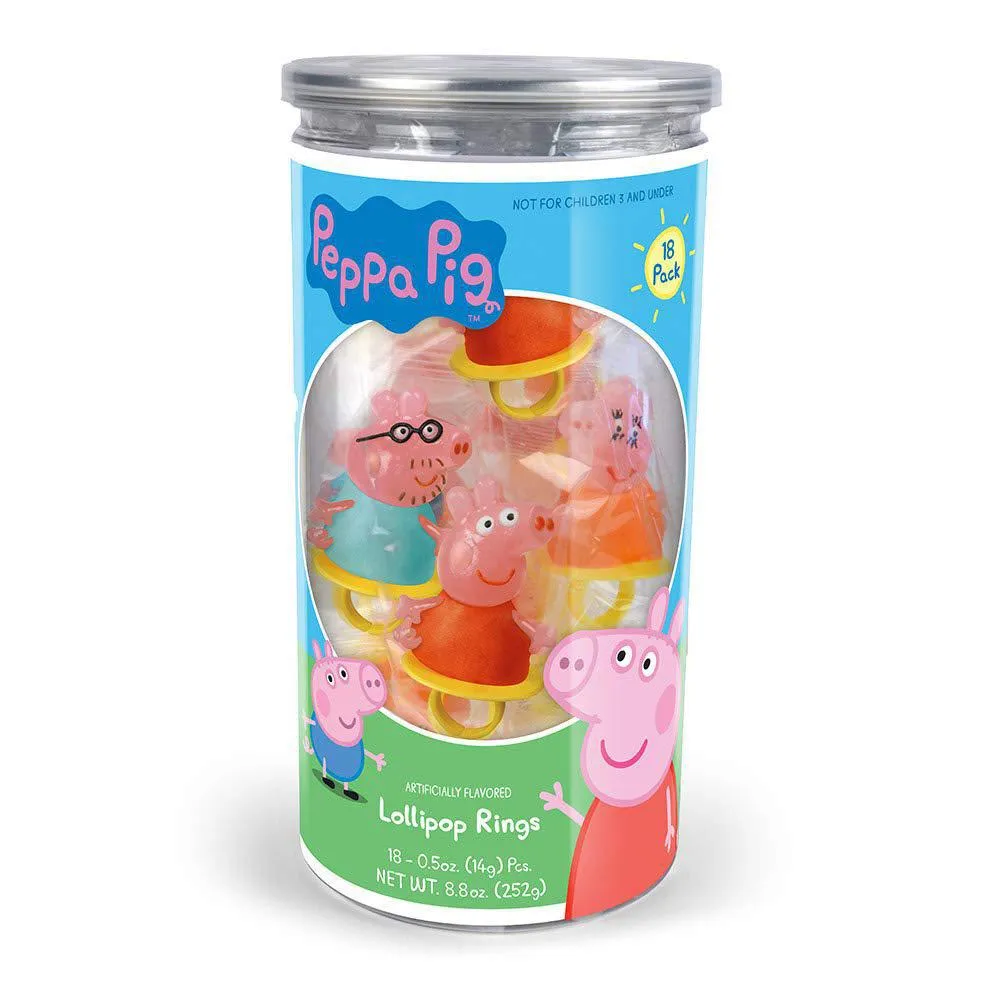 Peppa Pig Lollipop Rings Birthday Party Favors - Buy 18 Pack Jar/Tub or Individual Lollipop