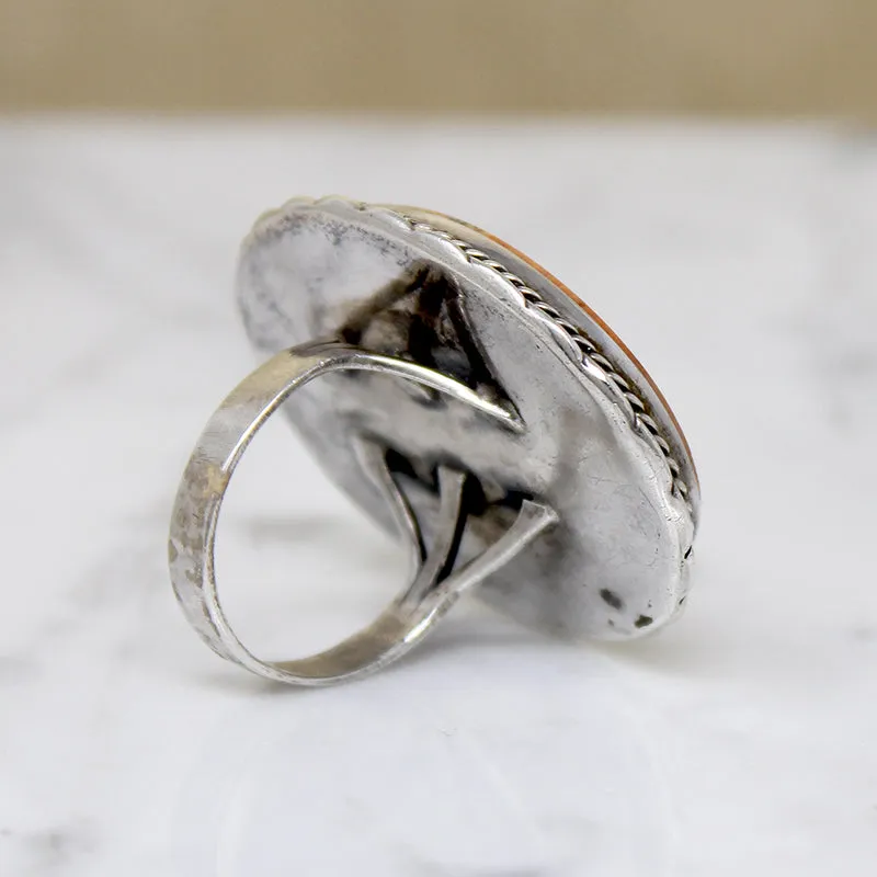 Petrified Coral in Glorious Sterling Silver Statement Ring