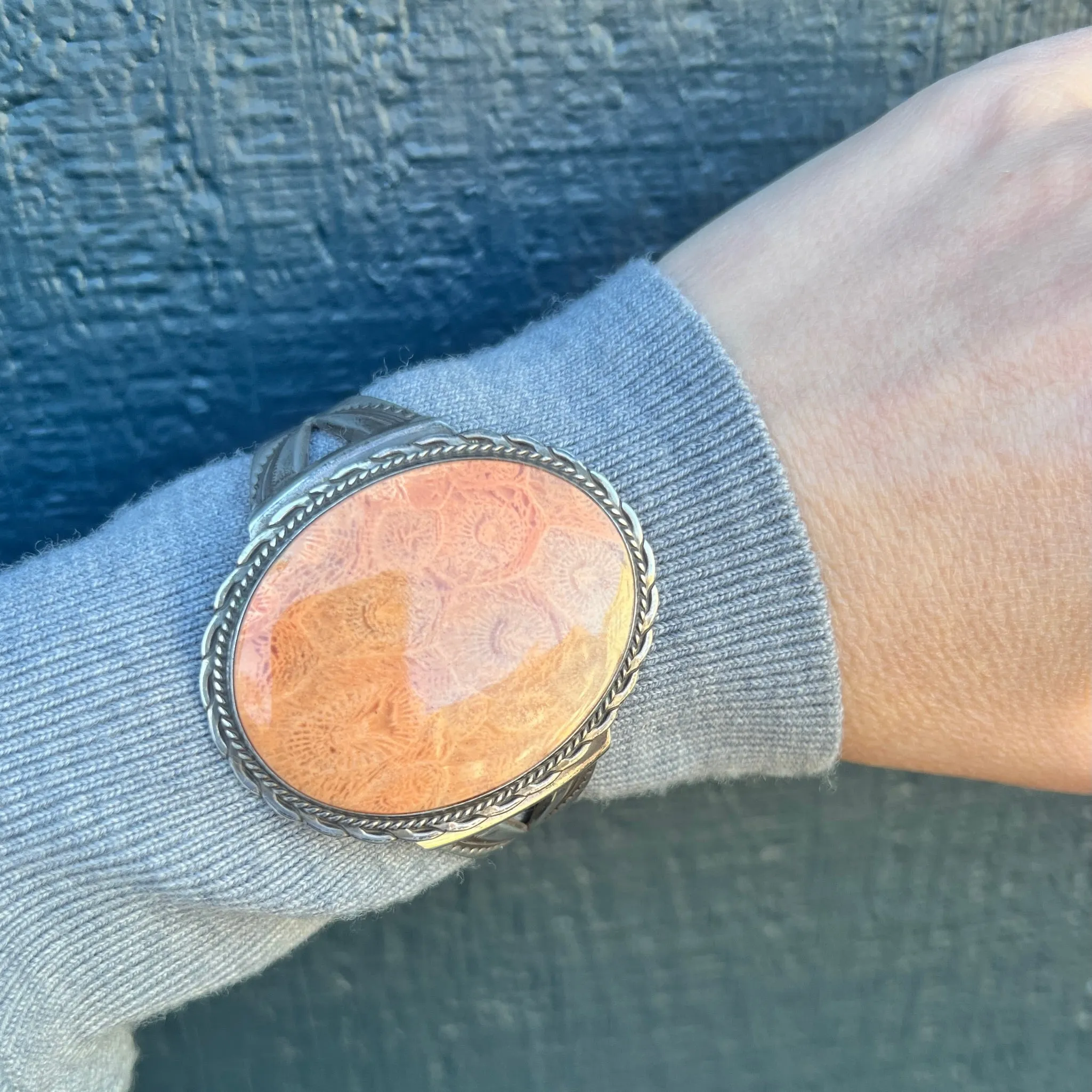 Petrified Coral in Glorious Sterling Silver Statement Ring