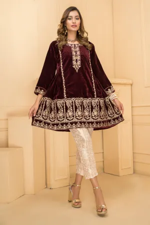 Ready To Wear 2 Pcs Velvet Dress By Zaiwa 01
