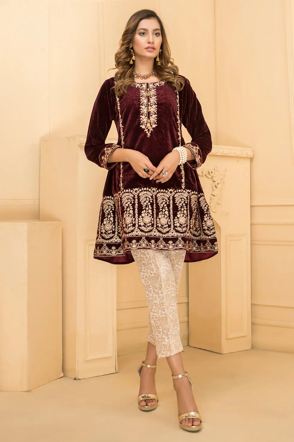 Ready To Wear 2 Pcs Velvet Dress By Zaiwa 01