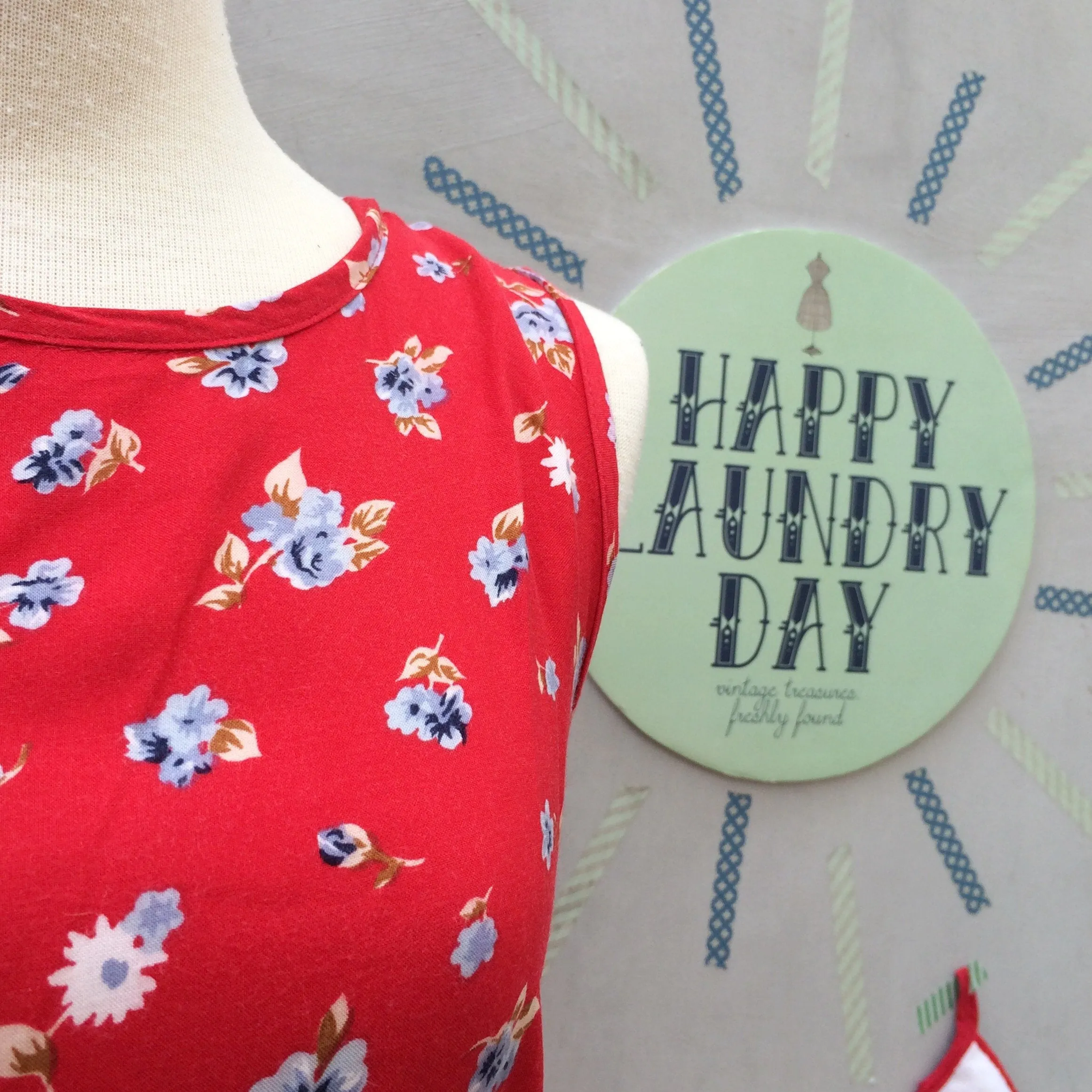 Red Hot Chilli Padi | Vintage 1990s grunge punk rock Red flocked floral tank dress