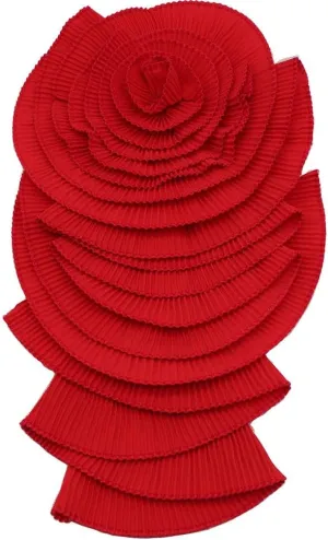 Ruffed Lace Fabric Brooch Pin Big Flower Pleated Chiffon Fabric Appliques Women Shoulder Decoration Trim