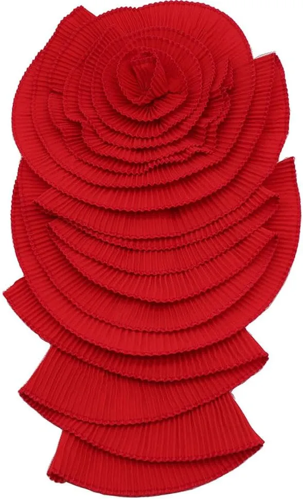Ruffed Lace Fabric Brooch Pin Big Flower Pleated Chiffon Fabric Appliques Women Shoulder Decoration Trim