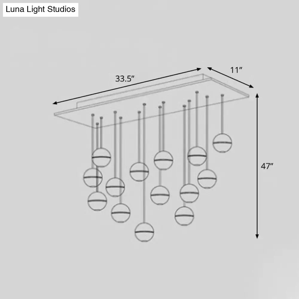 Seedy Glass Meteor Shower Pendant Chandelier: Modern Clear Suspension Light Fixture